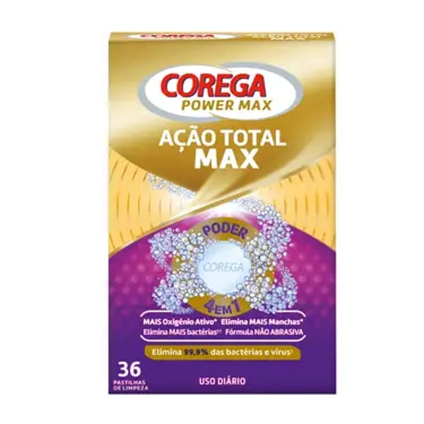COREGA AÇÃO TOTAL MAX PASTILHAS EFERVESCENTES LIMPEZA X36