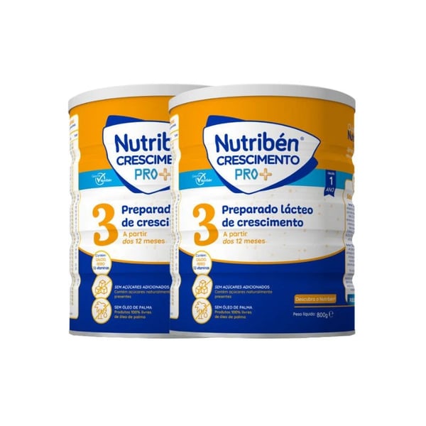 NUTRIBÉN CRESCIMENTO PRO+ DUO LEITE EM PÓ 2 X 800 G COM DESCONTO DE 50% NA 2ª EMBALAGEM