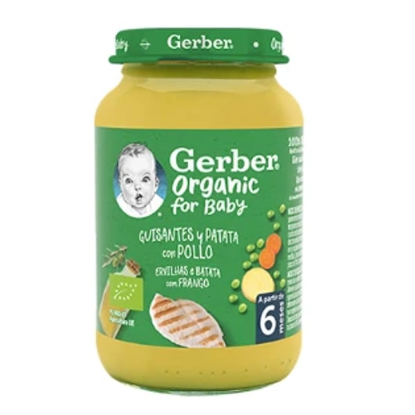 GERBER BIO ERVILHA/BAT/FRANGO 190G 6M+