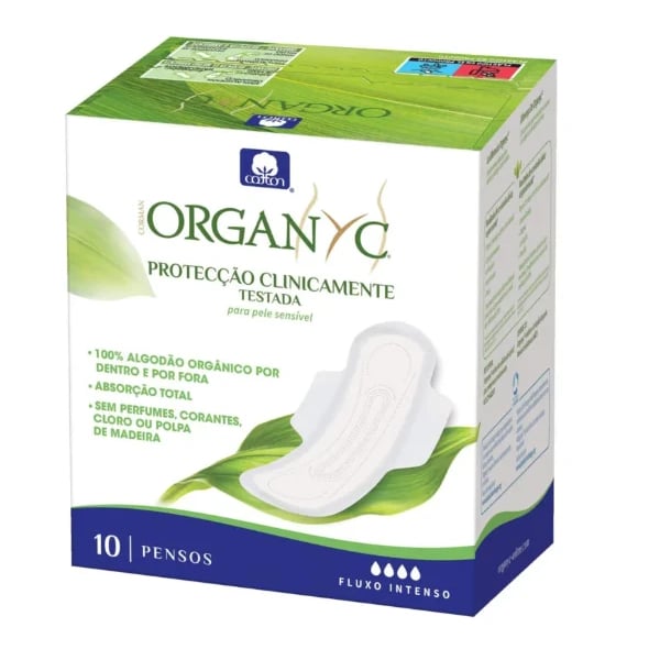 ORGANYC PENSO HIGIÉNICO FLUXO INTENSO COM ABAS 10 UNIDADES