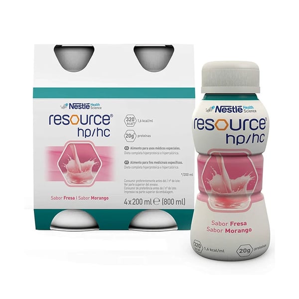 RESOURCE HP/HC SOLUÇÃO ORAL MORANGO 200 ML X4