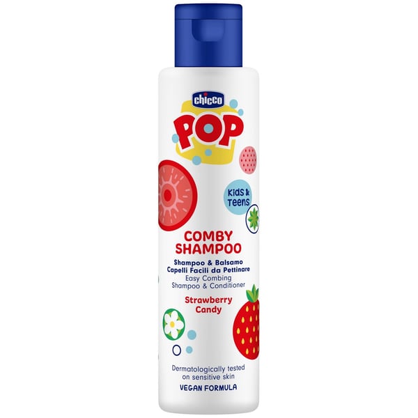 CHICCO POP CHAMPÔ E CONDICIONADOR 2 EM 1 MORANGO 250ML
