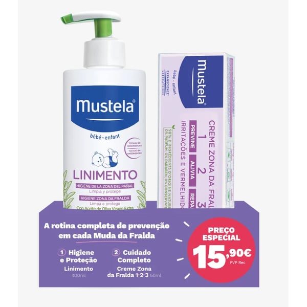 MUSTELA MUDA LINIMENTO 400ML + CREME 123 50ML DUO ESPECIAL