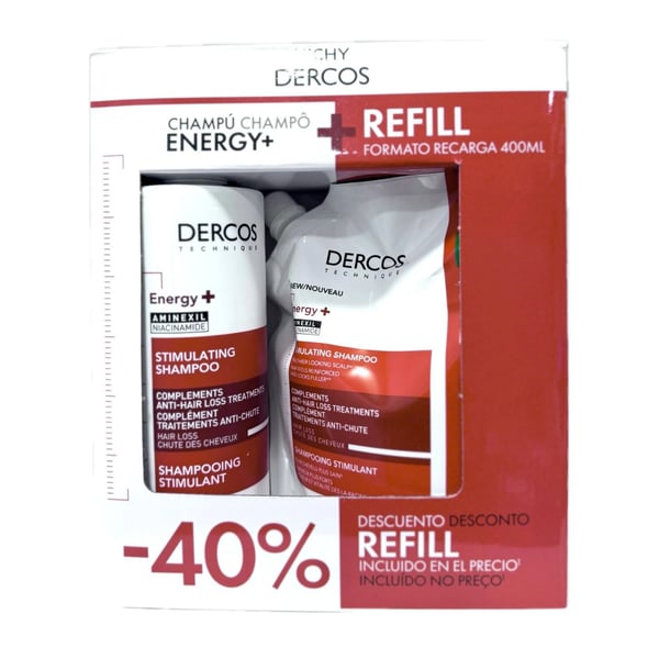 DERCOS CHAMPÔ ENERGIZANTE DUPLO CHAMPÔ 400ML + REFILL 400ML