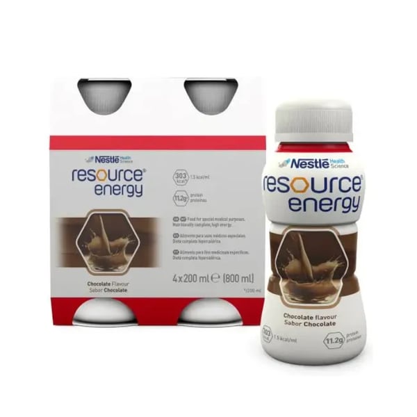 RESOURCE ENERGY SOLUÇÃO ORAL CHOCOLATE 200 ML X 4