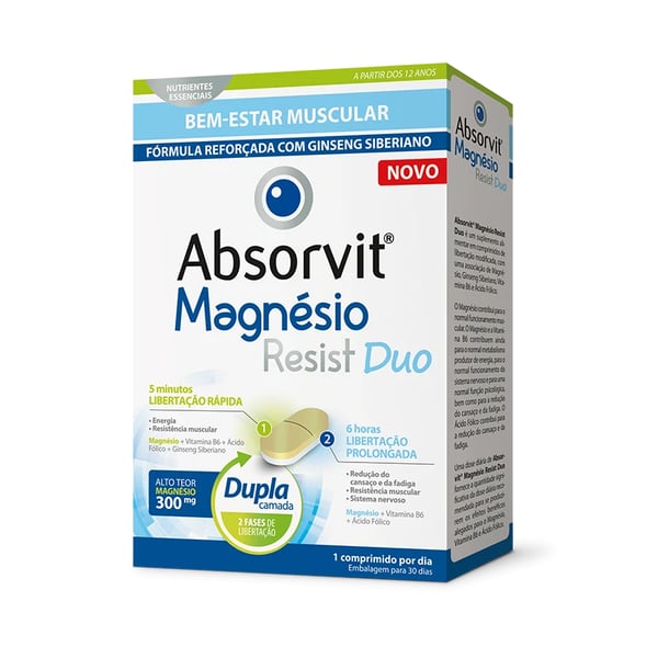 ABSORVIT MAGNÉSIO RESIST DUO COMPRIMIDOS X30