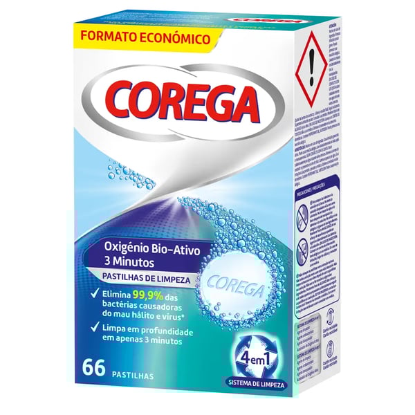 COREGA OXIGÉNIO BIO ACTIVO PASTILHAS LIMPEZA PROTESE X66
