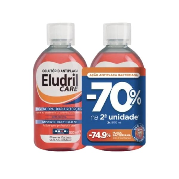 ELUDRIL CARE COLUTÓRIO 500ML X2 -70% DESCONTO 2ªUNIDADE