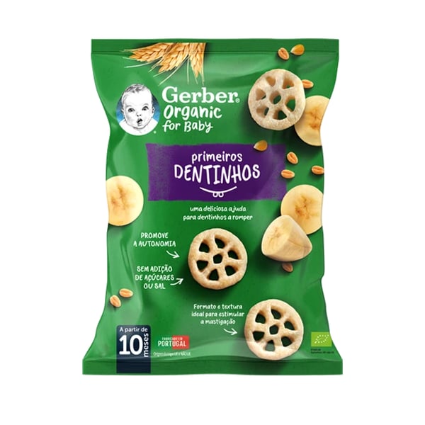 GERBER ORGANIC PRIMEIROS DENTINHO SNACK BANANA 28G