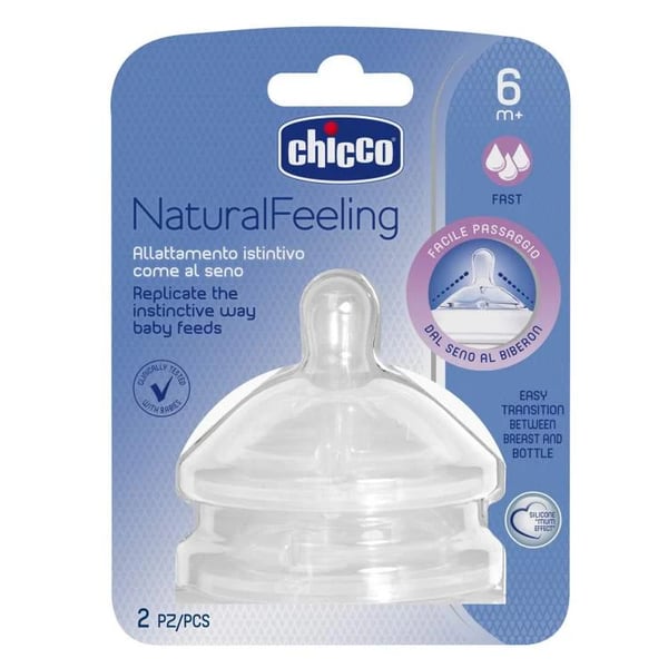 CHICCO Tetina Natural Feeling 6M+ Fluxo Rápido 2un