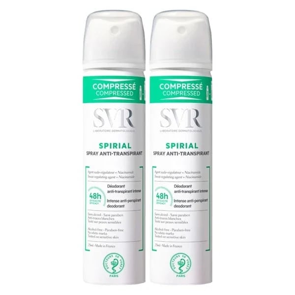 SVR SPIRIAL DUO SPRAY DESODORIZANTE ANTITRANSPIRANTE INTENSIVO 2 X 75 ML COM PREÇO ESPECIAL
